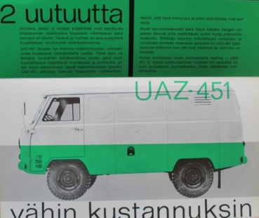 UAZ 451 Transporter Modellprogramm 1964 Lastwagenprospekt (9718)